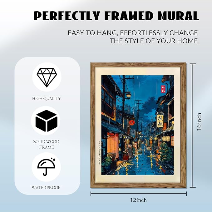 Framed Japanese Wall Art, Asian Tokyo Tea House Canvas Wall Decor Painting - Image 4