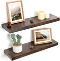 Floating Shelves for Wall Decor, 8 Inch Deep Rustic Solid Elm Wood Floating by FLYJOE