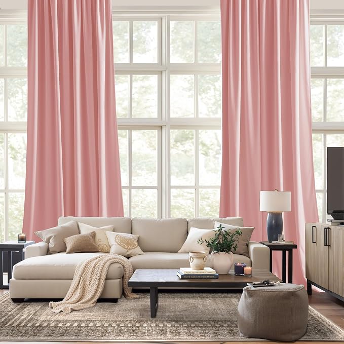 NICETOWN Pink Velvet Curtains 84 inch Long 2 Panels - Image 9