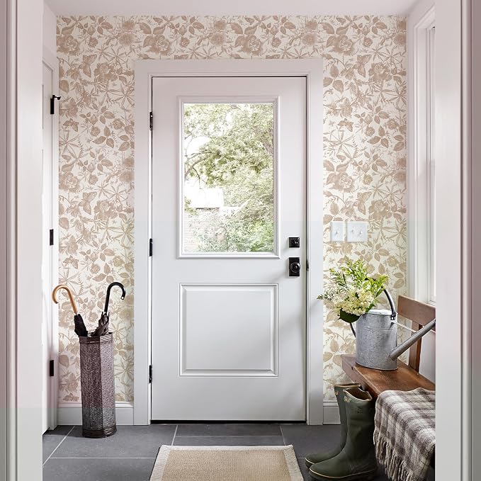 JiffDiff Vintage Peel and Stick Wall Stick，Champagne Wallpaper Rose Removable - Image 4