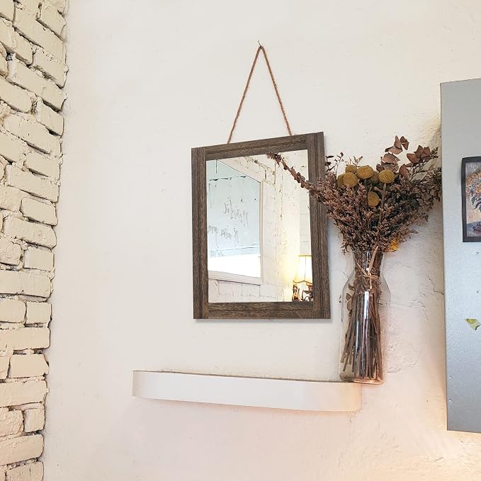AAZZKANG Rustic Wood Mirror Rectangle Decorative Wall Hanging Mirrors - Image 5