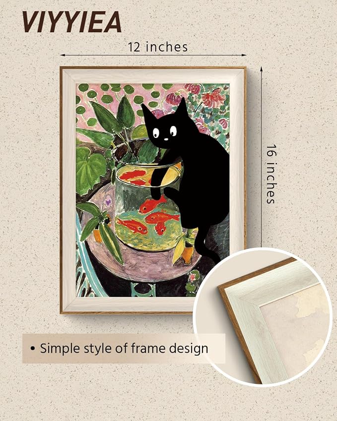 VIYYIEA Framed Wall Art for Living Room, Silly Cat Canvas Prints, Vintage Home - Image 2