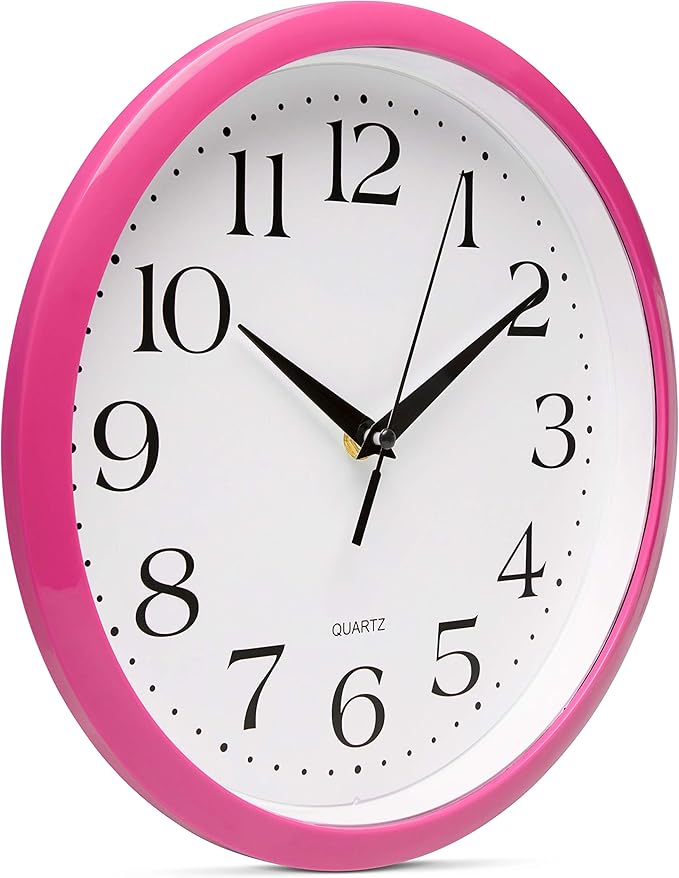 Bernhard Products Pink Wall Clock 10 Inch Silent Non Ticking Battery Operated - Image 5