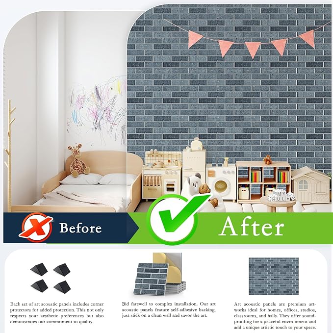 12Pack Acoustic Panels, High Density Decorative Acoustic Foam Sound Absorbing - Image 5