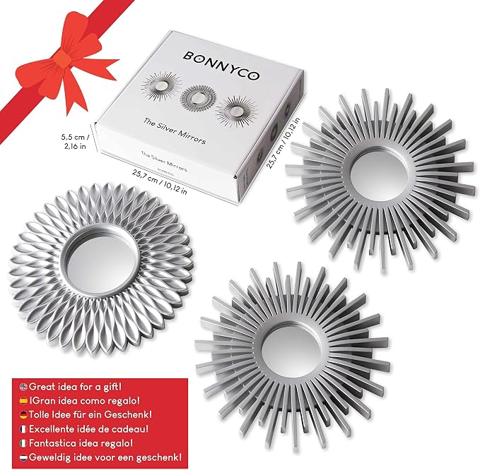 BONNYCO Wall Mirrors Pack of 3 Round Silver Mirrors - Image 7