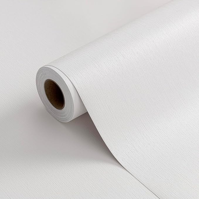 FUKU MON 23.6" X 393" White Wallpaper Peel and Stick Contact Paper Solid by MeetyourallDIYneeds