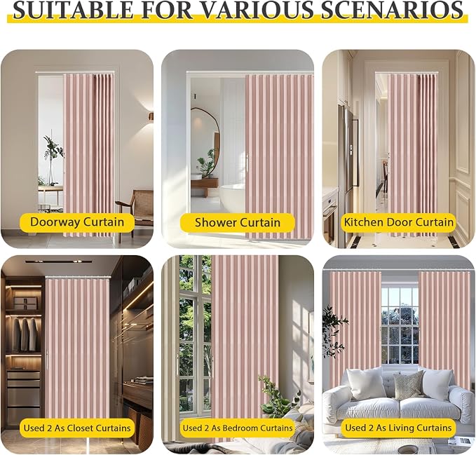 AJAZZ 100% Blackout Magnetic Door Curtain Accordion Doors Interior Closet Door - Image 5