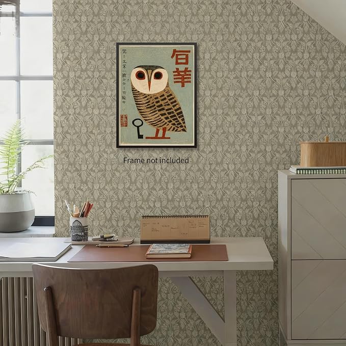 Heltrappe Vintage Japanese Canvas Wall Art Owl Poster Mid Century Animal Print - Image 6