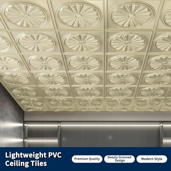 Art3dwallpanels Ceiling Tiles 12 Pack Drop Ceiling Tiles, 24 x 24 Inch High - Image 3