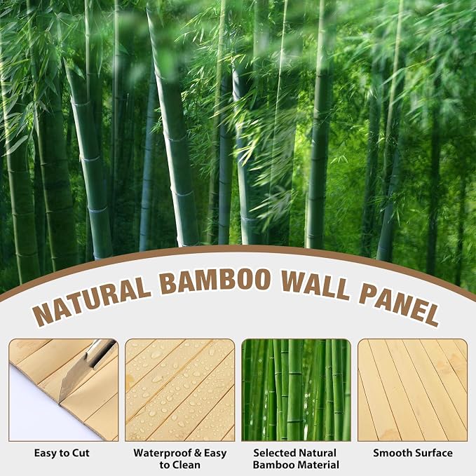 Natural Bamboo Wall Panel Covering Roll, Flexible Pole Wrap Wainscoting - Image 2