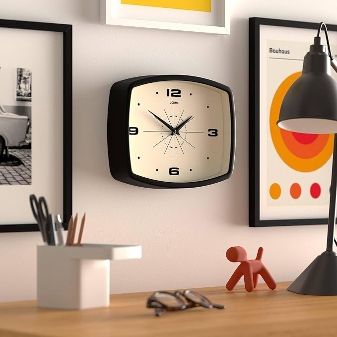 JONES CLOCKS® Movie wall Clock | Retro Rectangular Clock | 10 inch | Black | - Image 5