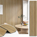 Brown 3D Wood Slat Panels for Walls Acoustic Slat Wall Paneling Peel and Stick by STICKEEP
