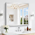 30 x 30 Silver Bathroom Mirror, Brushed Silver Square Mirror by WelcometoCIVENO