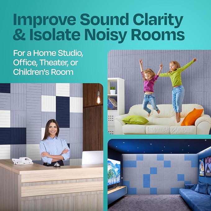 Acoustic Panels 12-Pack Soundproof Wall Panels 12"x12"x0.4" Decorative Sound - Image 7