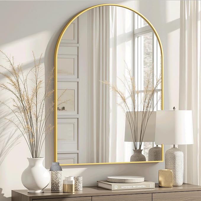 Arched Bathroom Mirror for Wall, HD Glass Over Sink for Bathroom by TRAHOME
