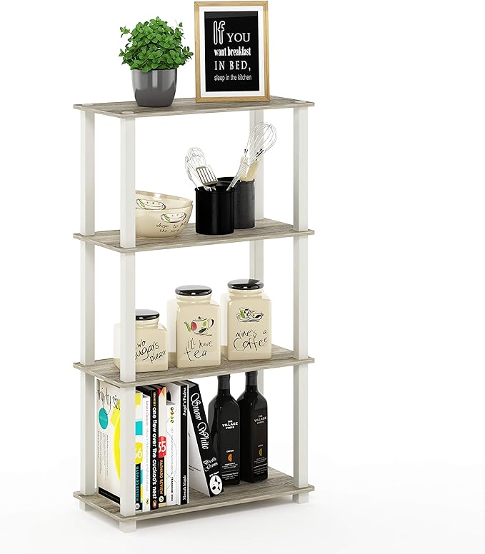 Furinno TURN-S-TUBE Storage Shelves, 4-Tier Book Shelf, Corner Shelf, Toolless by Furinno-FitsYourSpaceFitsYourBudget