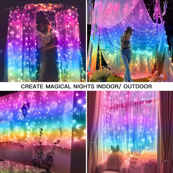 suddus Curtain Lights for Bedroom, 192 Led 8.3ft x 5.25ft Hanging String Lights - Image 4