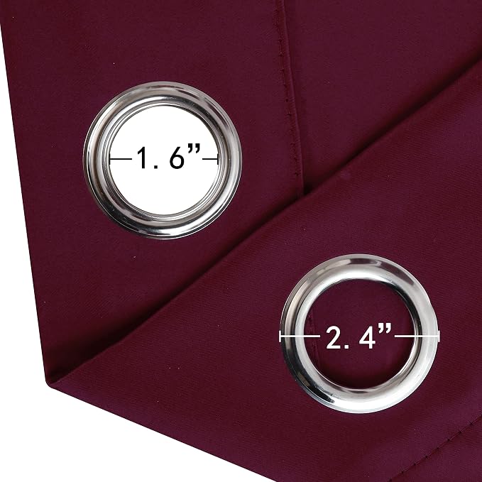 LEMOMO Burgundy Red Blackout Curtains 52 x 63 Inch Length/Set of 2 Curtain - Image 6