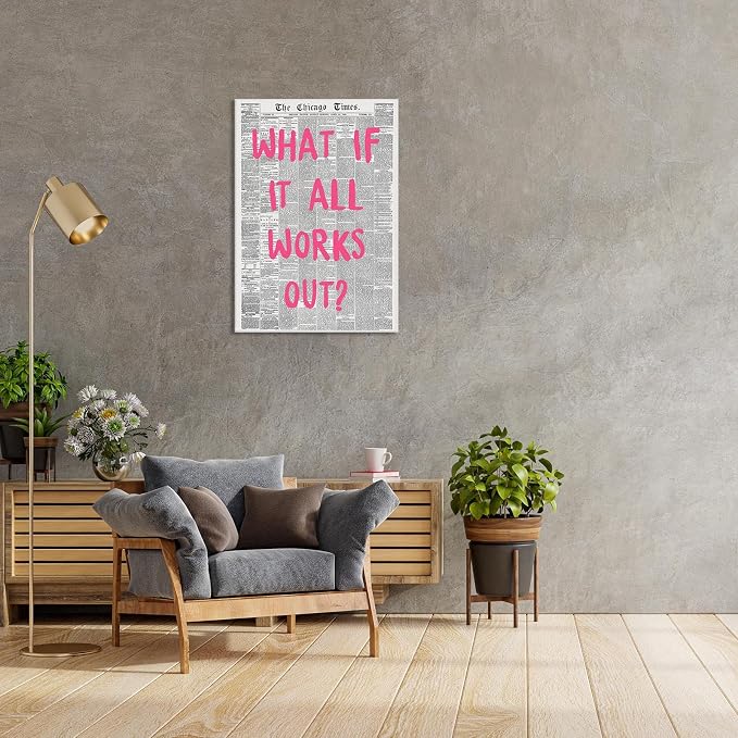 Liyark Retro Trendy Newspaper Canvas Wall Art 'What If All Works Out' Poster - Image 5