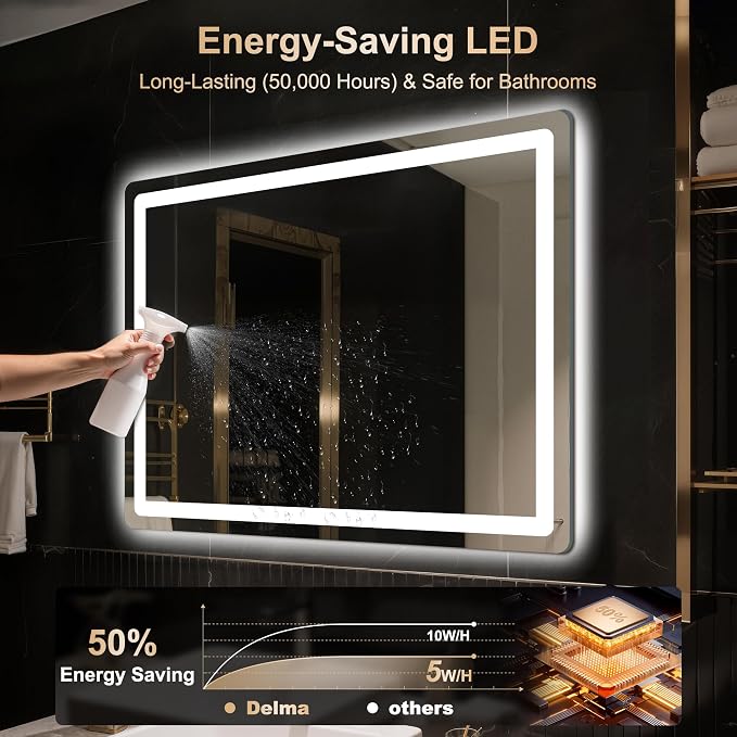 Delma LED Bathroom Mirror with Lights, 30x40 Vanity Mirror - Image 8