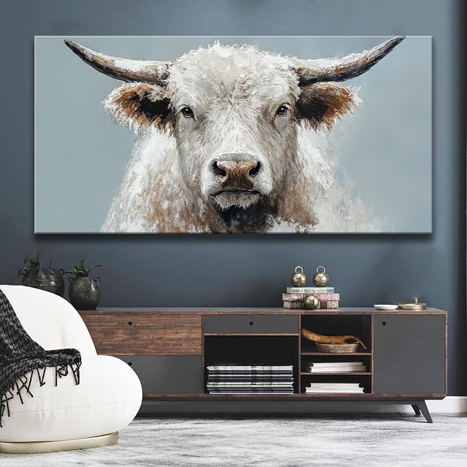 Highland Cow Wall Art For Living Room Large Size Animal Canvas Art Wall Decor - Image 2