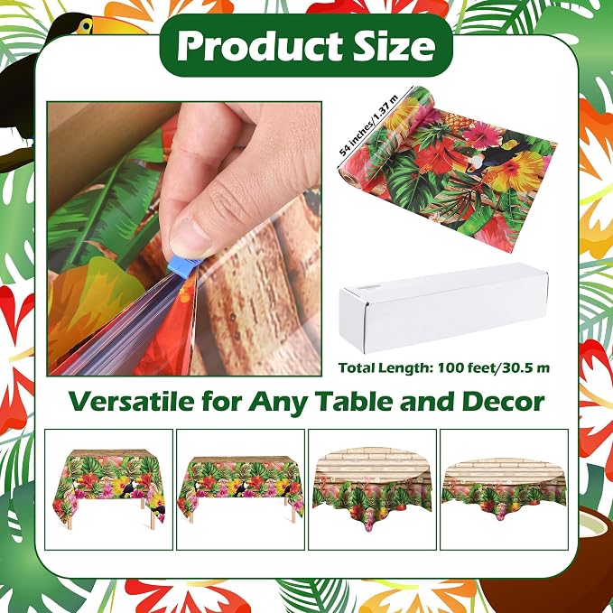 Kochorie 100 Ft X 54 Inch Hawaiian Luau Party Tablecloth Roll - Image 2
