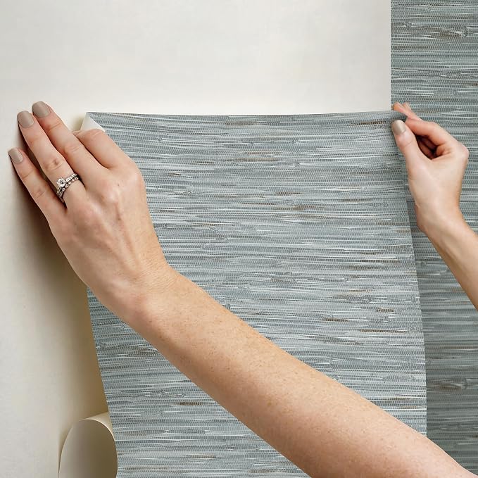 NuWallpaper Multicolor Grassweave Peel and Stick Wallpaper, Self Adhesive Wall - Image 8