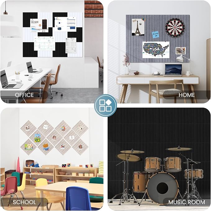 Large Cork Bulletin Board for Wall 48"x36", 12 Pack Felt Slat Wall Panel Tiles - Image 7