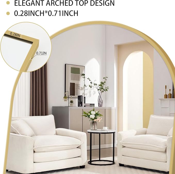 Simple Deluxe Arched Full Length Mirror, - Image 4