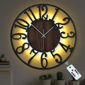 LEIKE Large Wall Clock 24'' Lighted Rustic Wood Clock by LEIKEWALLCLOCK