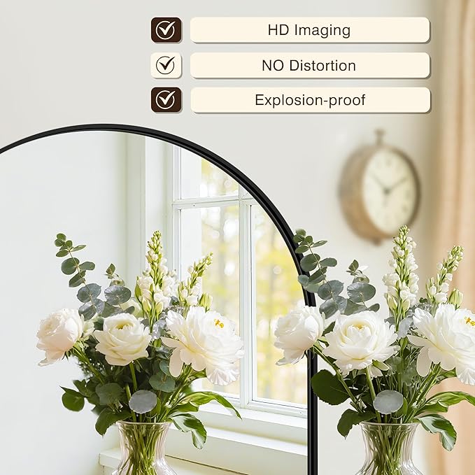 Vanity Bathroom Mirror for Wall, Arched Metal Frame for Bedroom, Living Room - Image 2