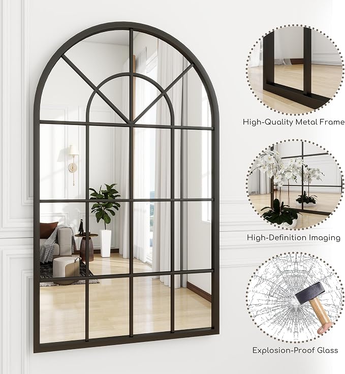 Arch Wall Mirror Mounted Decorative, Arched Window Pane Mirror - Image 6