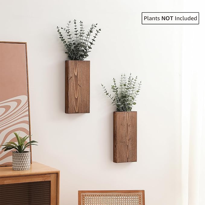 Wood Wall Planter Set of 2, Wood Wall Pocket - Image 2