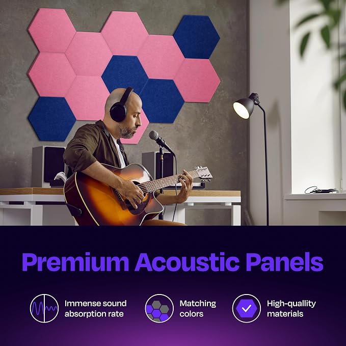 Acoustic Panels 12-Pack Soundproof Wall Panels 14"X12.1"X0.4" Sound Panels High - Image 2