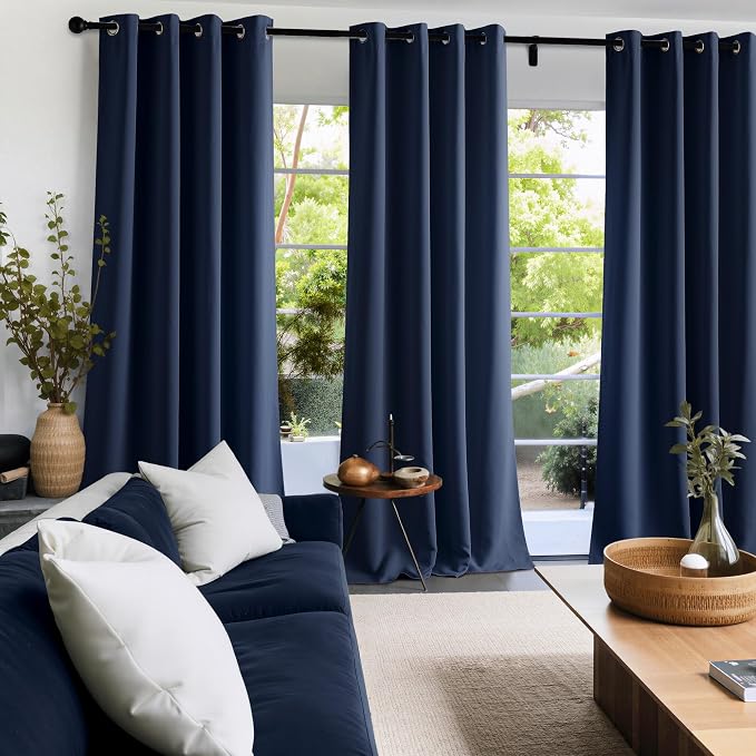 NICETOWN Navy Blue Blackout Draperies Heat Insulated Curtain 95 inch - Image 8
