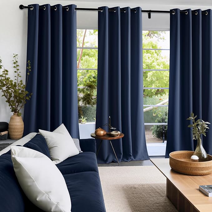NICETOWN Room Darkening Draperies Curtains Panels, 2 Panels Navy Blue W52 x L84 - Image 8