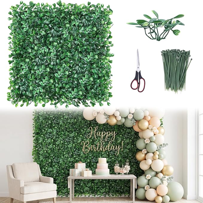 CEWOR 10"x10" Artificial Grass Wall Panels, UV Resistant & Anti-Fade Greenery by CEWOR