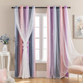 XiDi Curtains for Bedroom Decor, Rainbow GreyPinkPu-52-90 by Addsomecolortolife