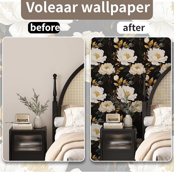 Extra Long Dark Floral Peel and Stick Wallpaper, 17.5In x 393In Vintage Big - Image 3