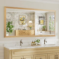 72x36 Inch Bathroom Mirror for Wall, Anti-Rust Oak Wood Grain Metal Framed by Briivuemodernmirrors