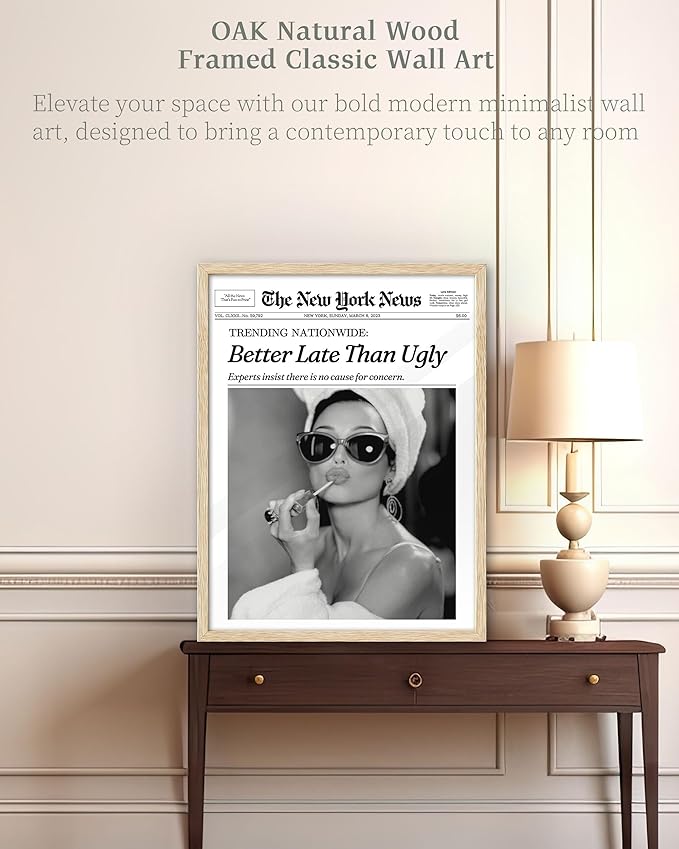 iHery Small Natural OAK Wood Hepburn Newspaper Trendy Bathroom Wall Decor - Image 7