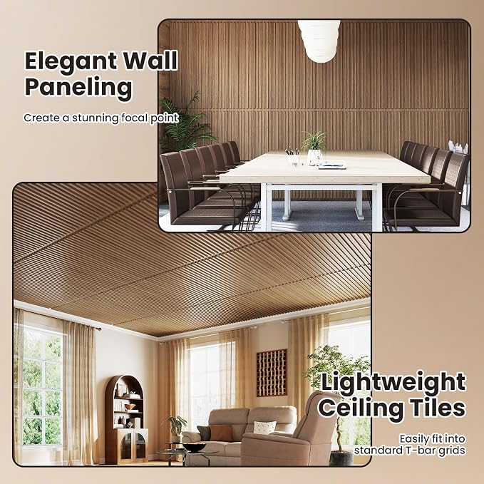 Giantex 24 Pack Fluted PVC Wall Panels, Glue Up or Drop Ceiling Panel, - Image 7