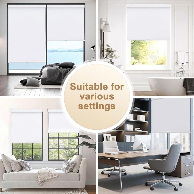 SUNOFF No Drill Tools Cordless Blackout Roller Shades Blinds - Image 4