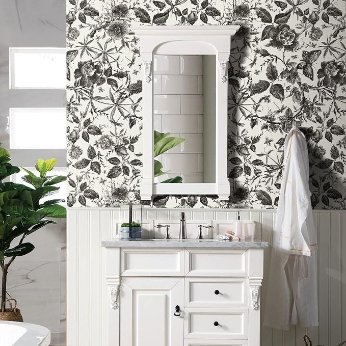JiffDiff Vintage Peel and Stick Wall Stick，Champagne Wallpaper Rose Removable - Image 5