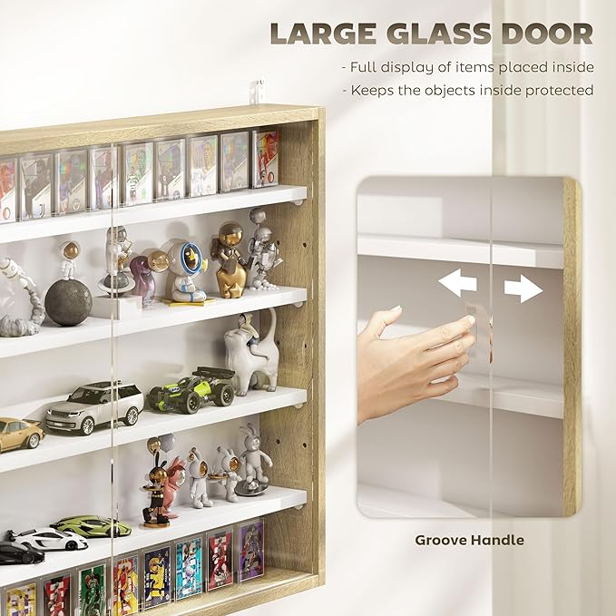 HOMCOM 5-Tier Display Cabinet, Glass Door Cabinet - Image 5
