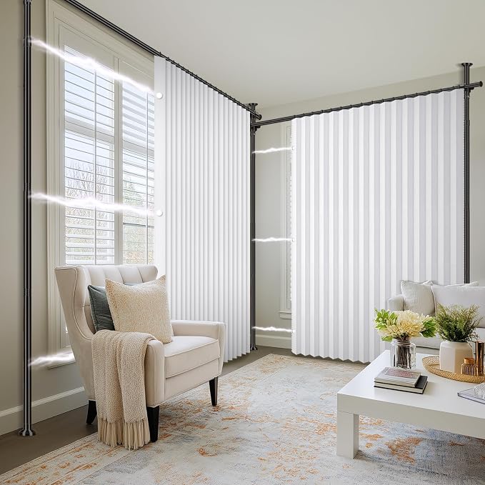 100% Blackout Room Divider Curtains Sets White W100 x L84 in 2 Panels No Drill - Image 9