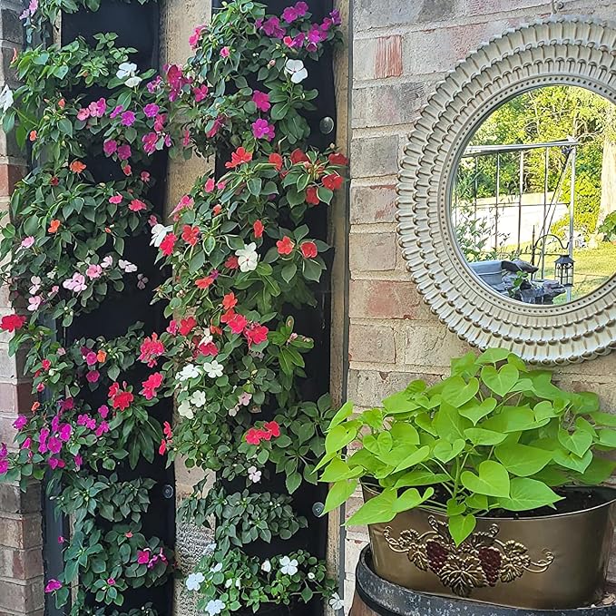 2 Packs Hanging Planter for Outdoor Plants, 7 Pocket Vertical Wall Planter - Image 4