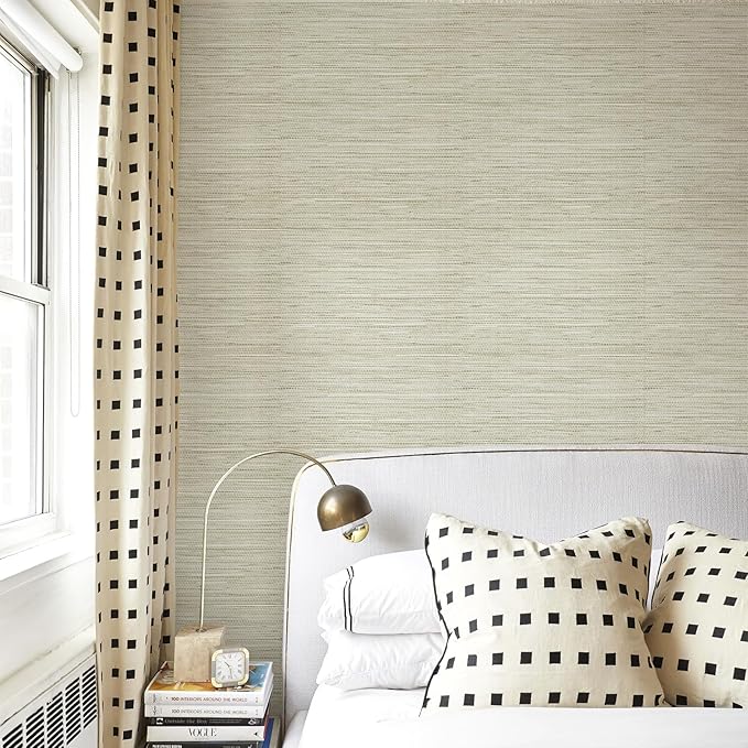Simon&Siff Cream Textured Grasscloth Peel and Stick Wallpaper 17.7"x197" - Image 6
