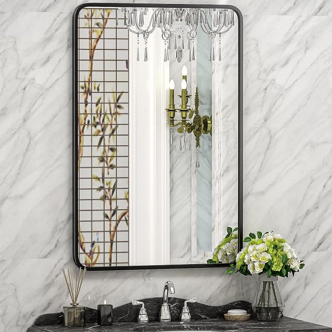 ZenStyle Black Metal Framed Rectangular Wall Mirror 24" x 36" Bathroom Mirror - Image 2