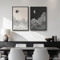 Framed Black and White Abstract Wall Art, 2 Piece Modern Canvas Prints by Cuspin